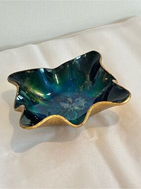 MCM Vintage SEETUSEE GLASSWARE by Mayfair Ruffled Art Glass Bowl Portage prairie